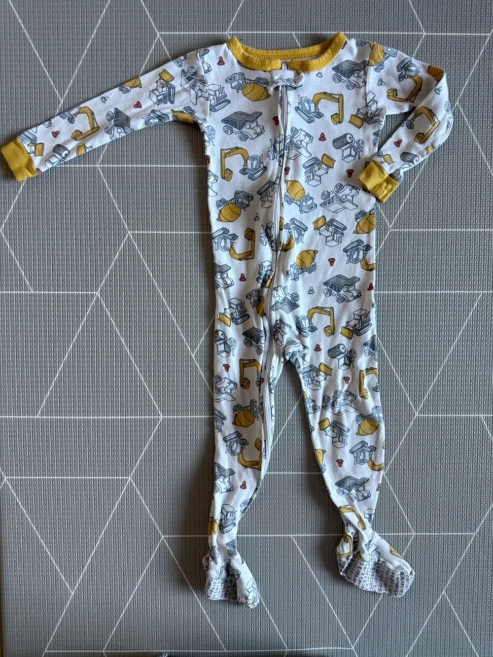 Carters|Baby boy/toddler footie pajamas,novelty Construction Print-White/Yellow